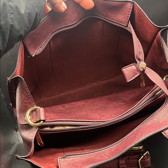 Burgundy Studded Women's Bag - Picture 3 of 6